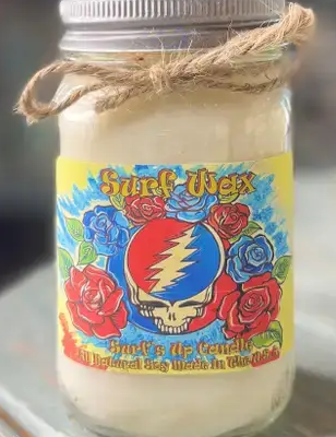 Surf Wax Skull Mason Jar Candle- Grateful Dead Inspired Collection