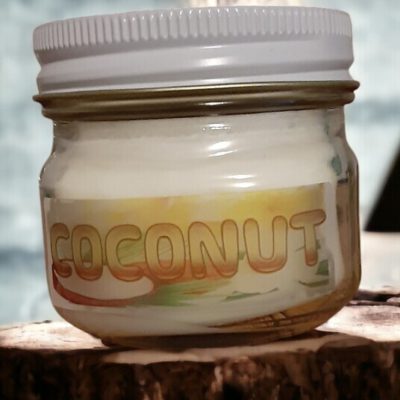 The smell of freshly shaved coconut - sweet and tropical is your ticket to paradise Hand poured with natural soy/coconut wax. Our candles are long lasting and produce a strong, true to scent fragrance.