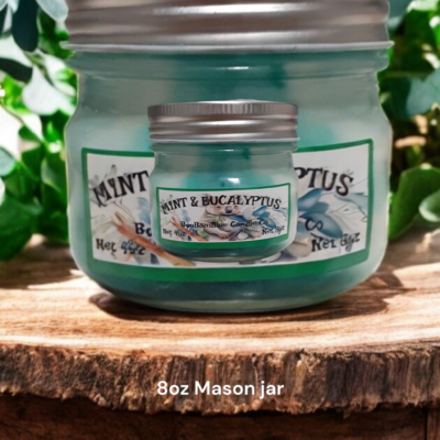 Mint Eucalyptos Candle 8oz mason jar