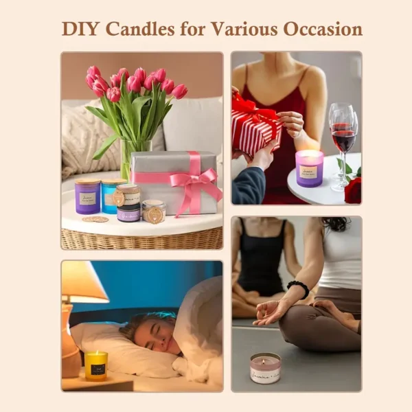 DIY Candle Craft Supplies with 8 Essential Oils, Wax, Wicks, Deluxe Jars - Image 2