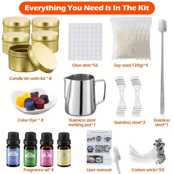 Candle Making Kit with Gold Tins and Essential Oils - Image 3