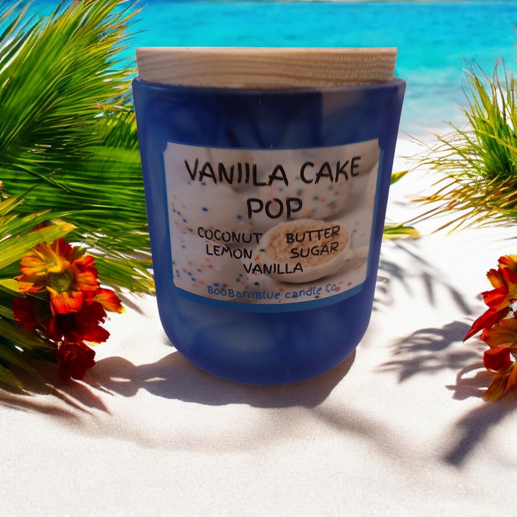 Vanilla Cake Pop 14oz Blue Swirl Candle