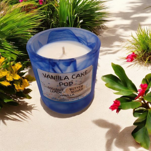 Vanilla Cake Pop 14oz Blue Swirl Candle - Image 3