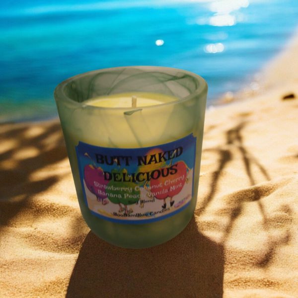 Butt Naked Delicious  14oz Green Swirl Candle - Image 3