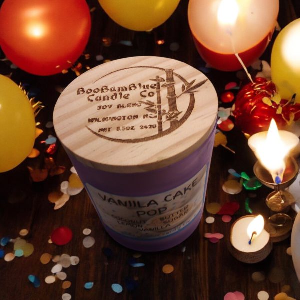 Vanilla Cake Pop 10oz Purple Frosted Candle - Image 2