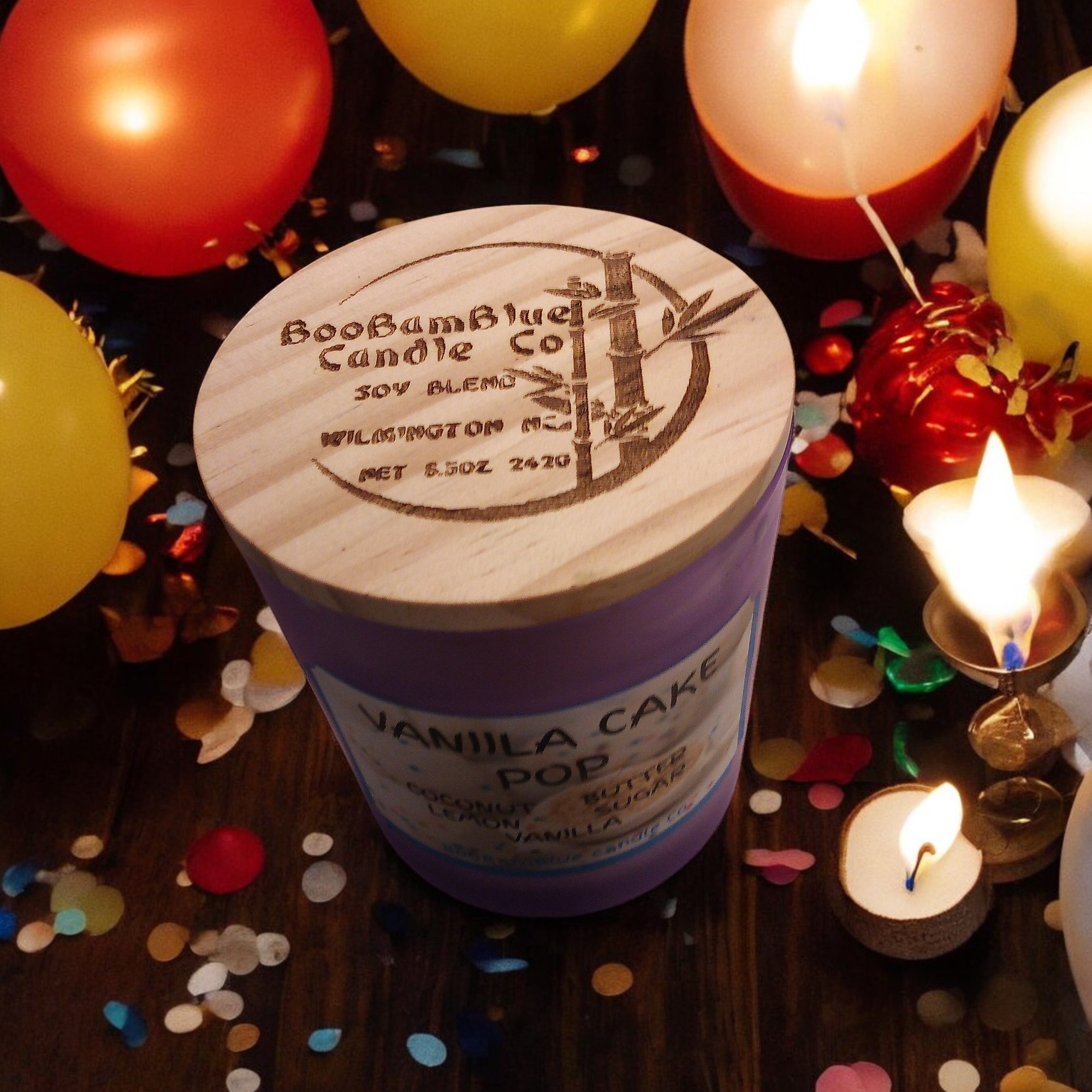 Vanilla Cake Pop 10oz Purple Frosted Candle